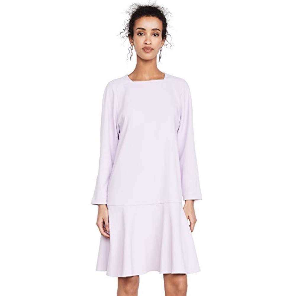 TIBI Chalky Drape Square-Neck Drop-Waist Dress